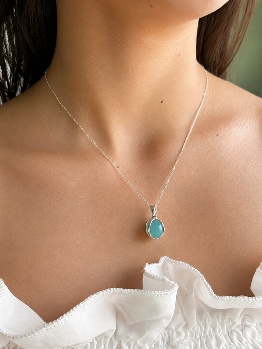 Collar Esfera Cristal Celestial Plata 925