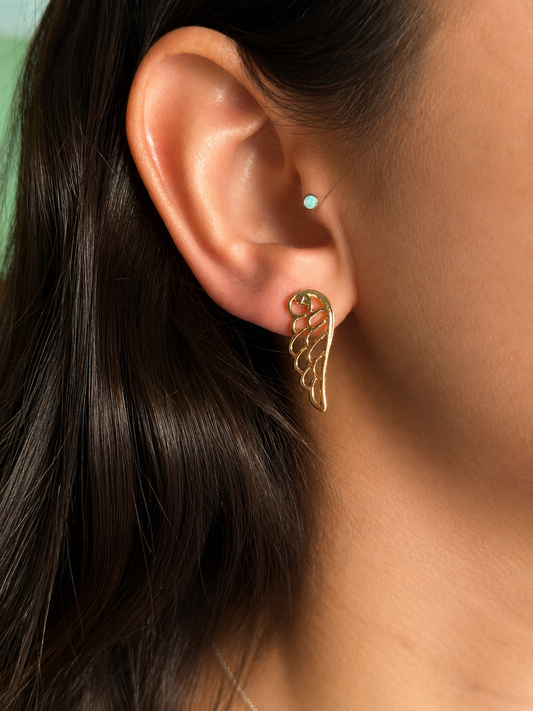 Aros Alas Celestiales Enchapados en Oro 18K