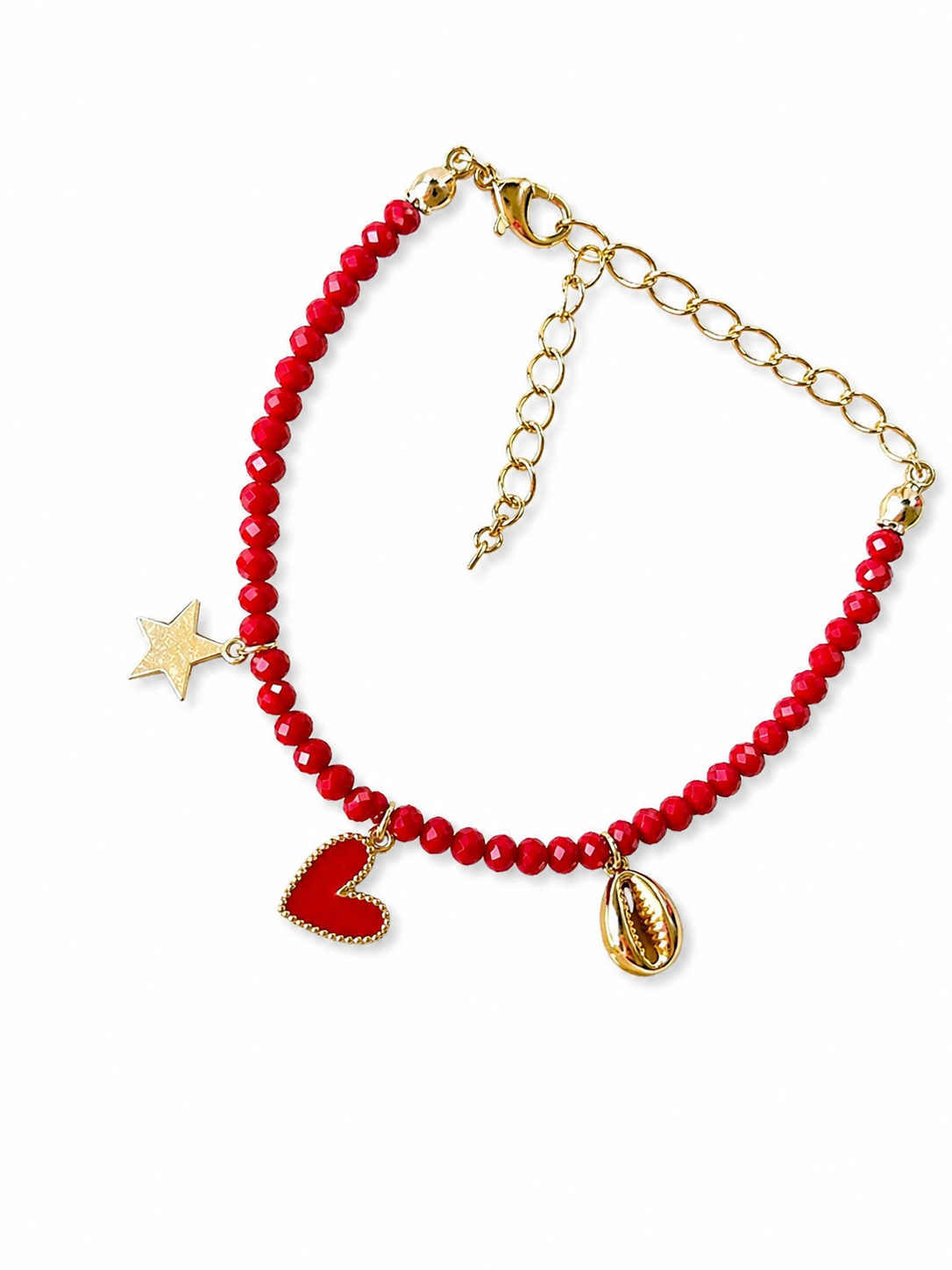 Pulsera Cristales Facetados Rojos