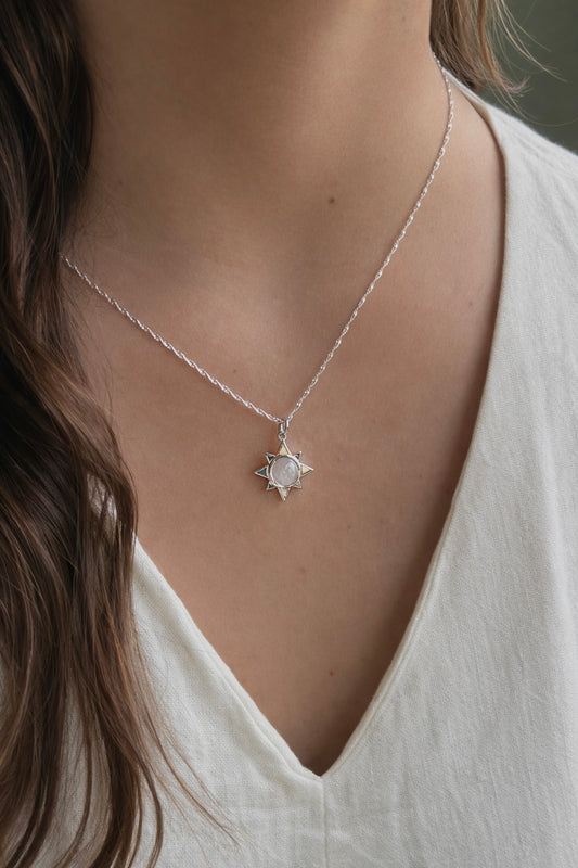 Collar sol cuarzo rosado