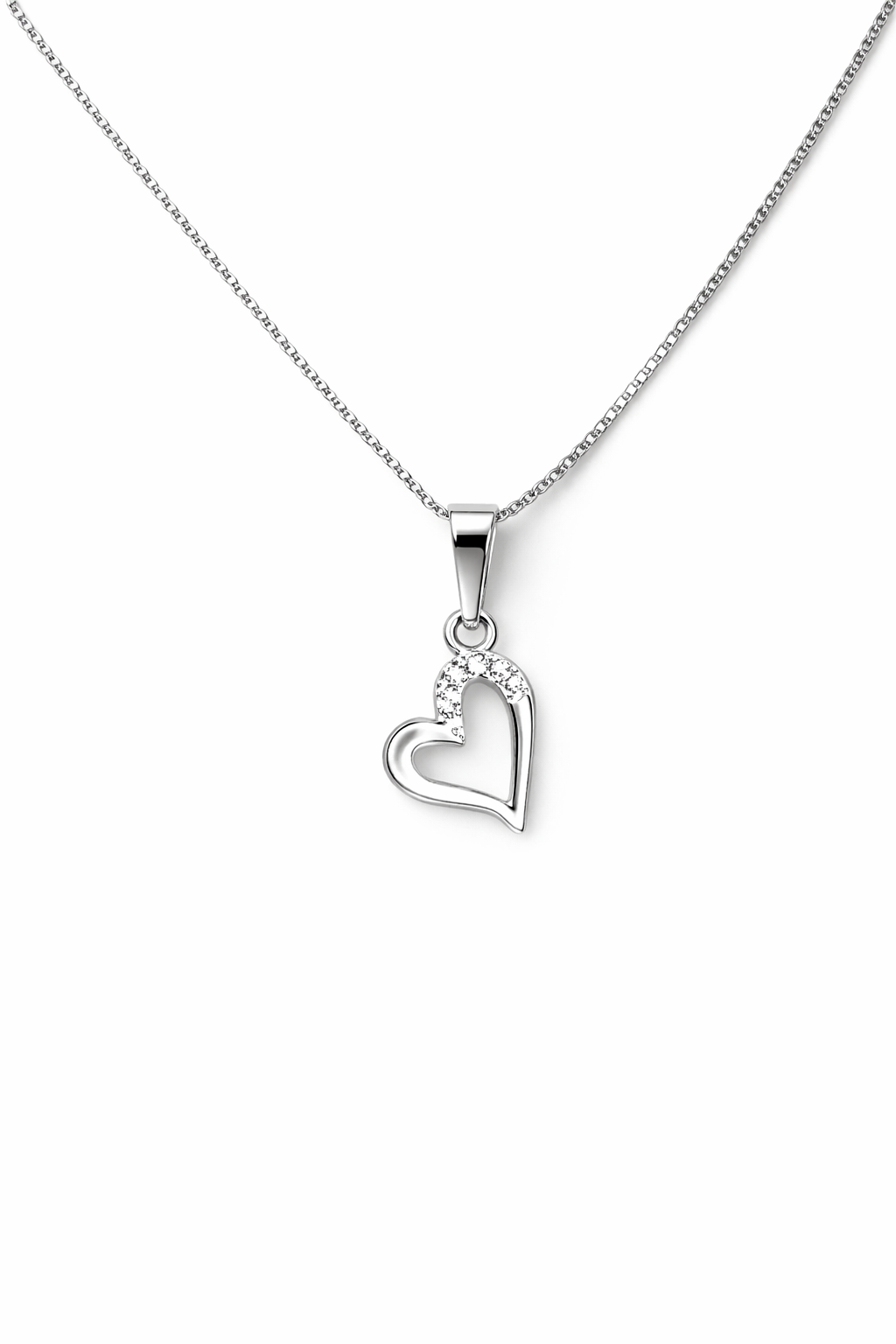 Collar corazón con brillo en plata italiana 925 (45 cm)