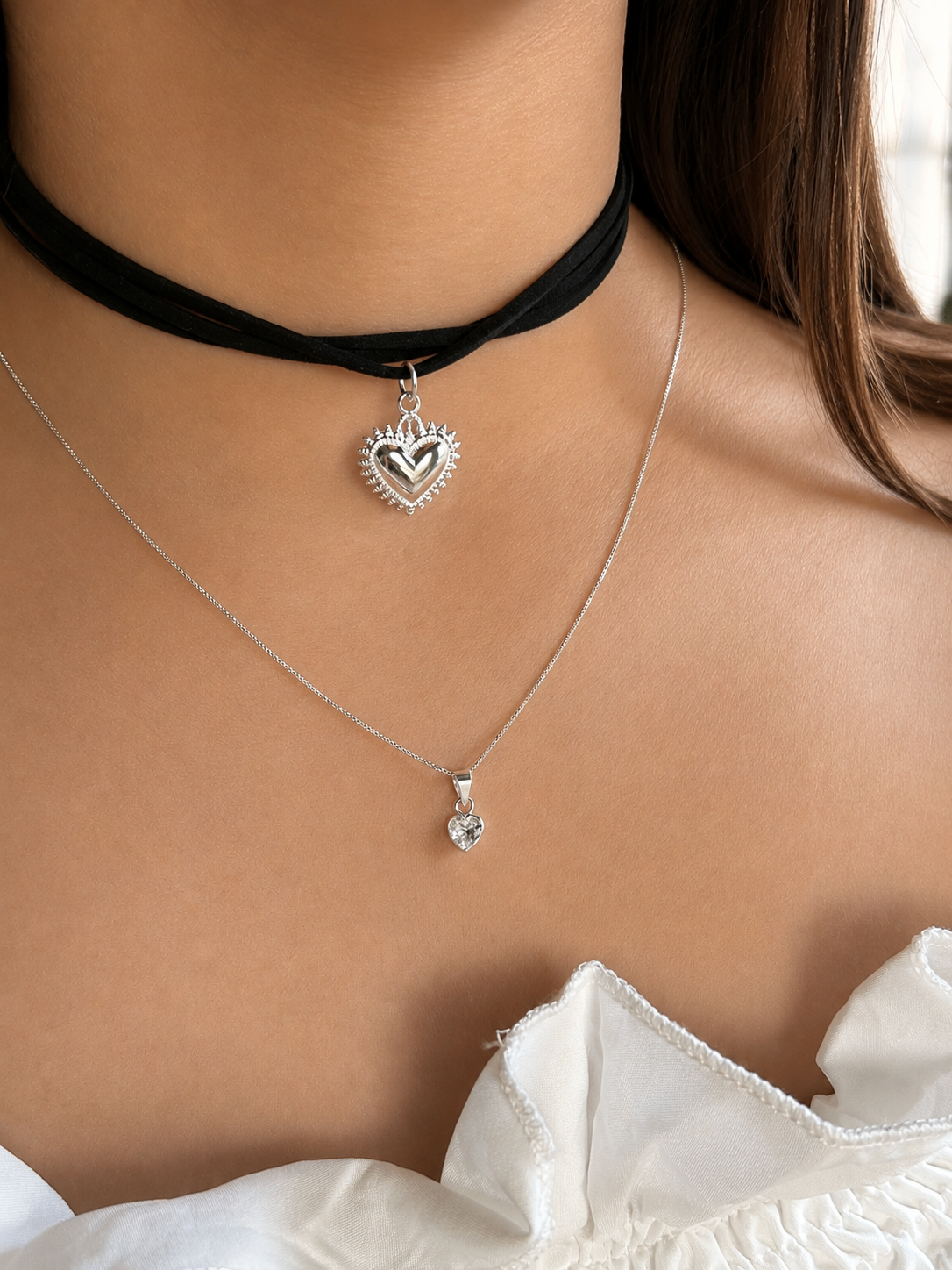 Set Corazón Protector | Collar Punto de Luz + Collar Gamuza Detente