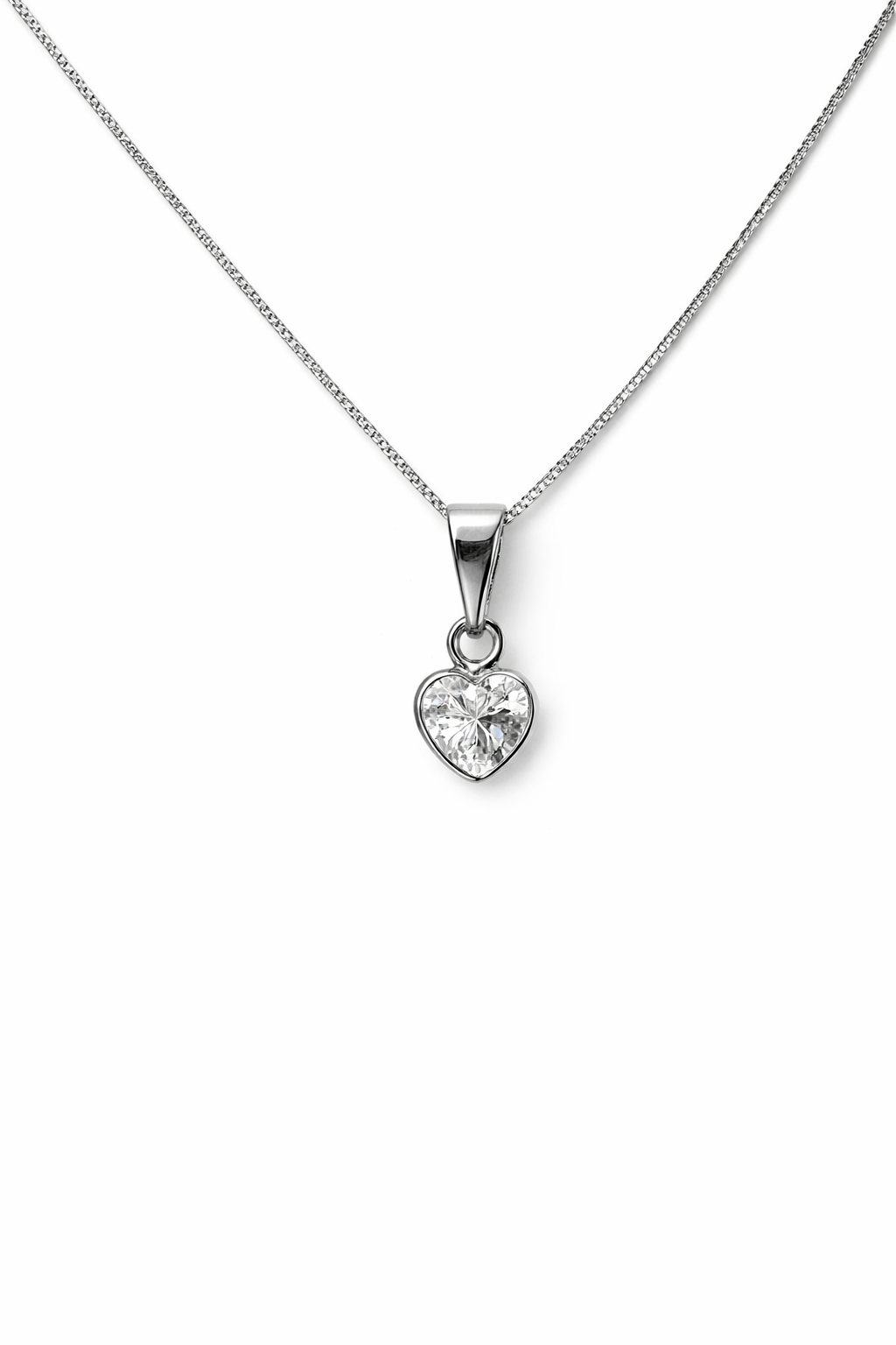 Collar Punto de Luz Corazón en Plata Fina 925 + Aros de Regalo 🎁