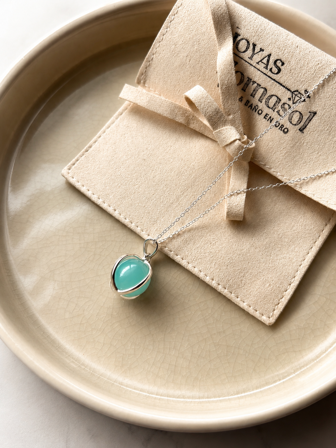 Collar Esfera Cristal Celestial Plata 925