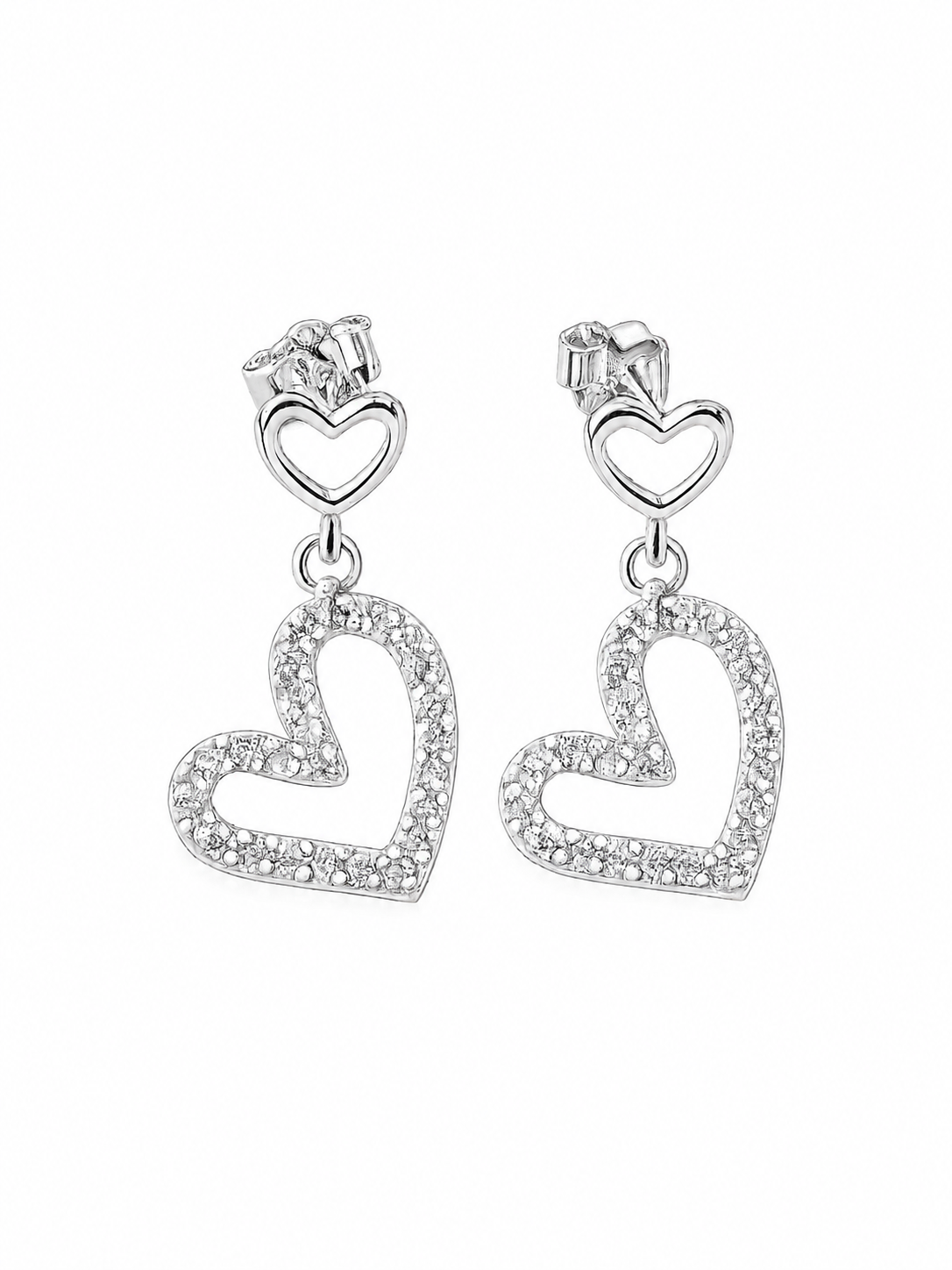 Aros Corazón Brillante en Plata Fina 925