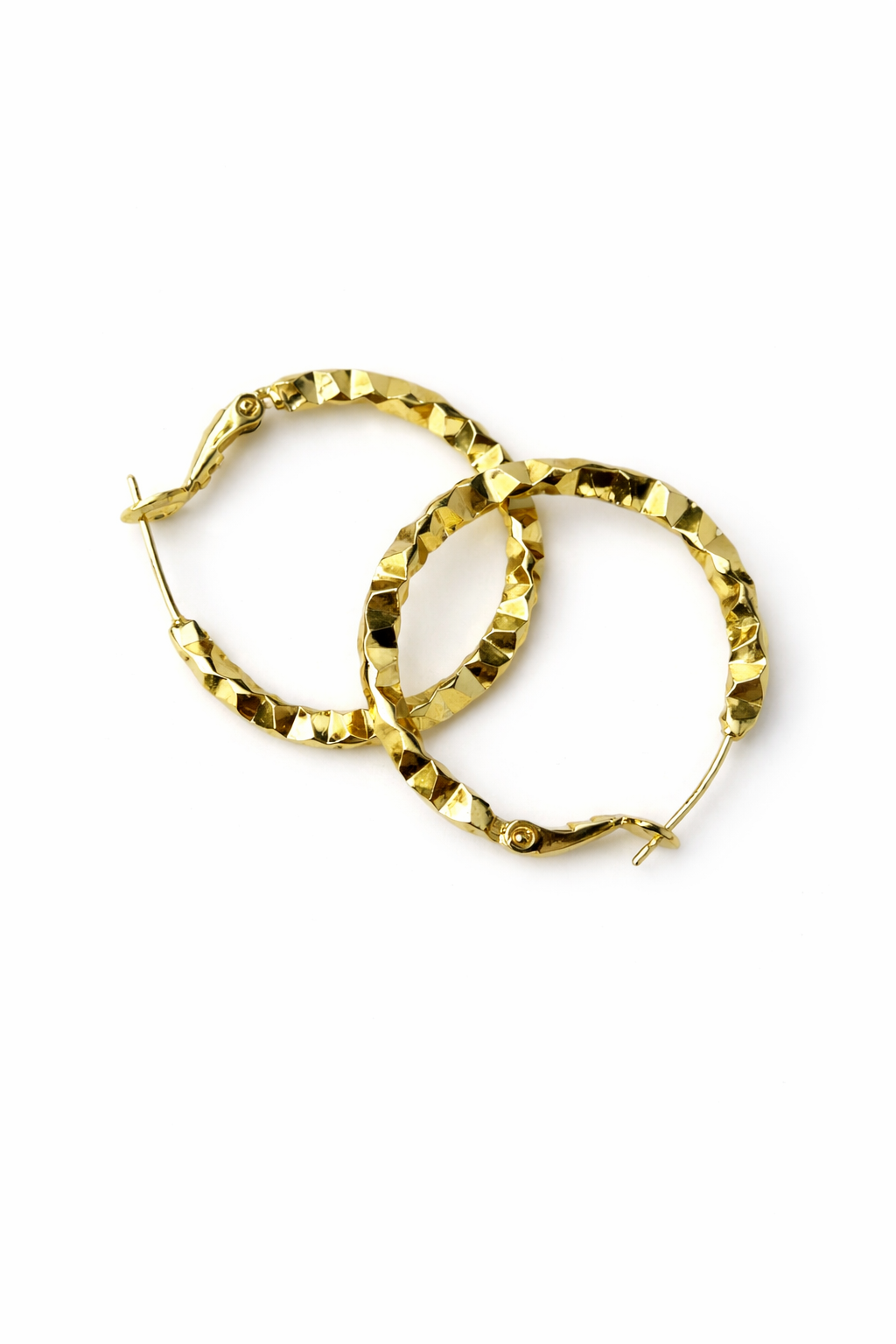 Argollas Facetadas 30 mm Enchapadas en Oro