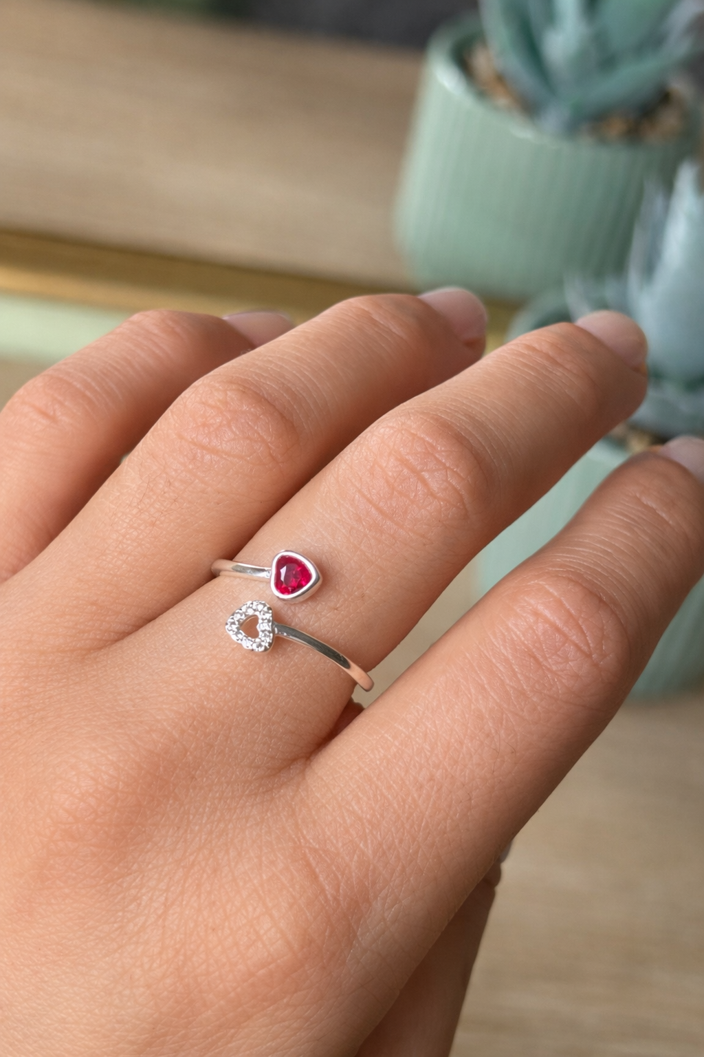 Anillo Circón Rubí Ajustable