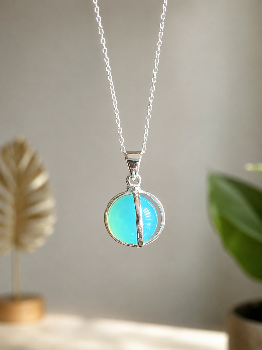 Collar Esfera Cristal Celestial Plata 925