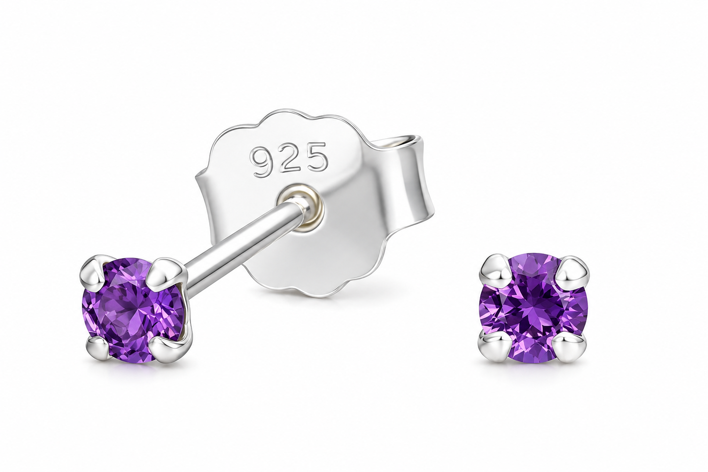 Aros Circón Amatista Plata 925