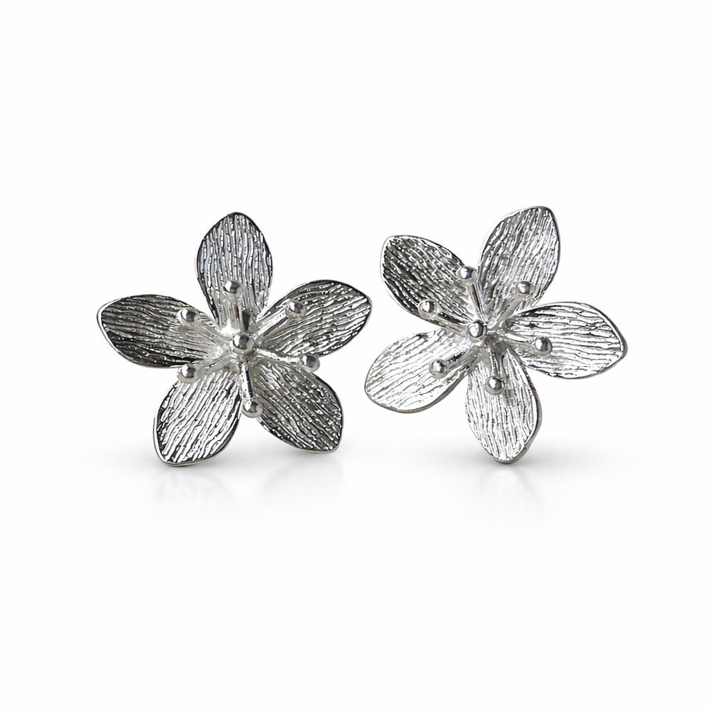 Aros Flor 30 mm enchapados en plata