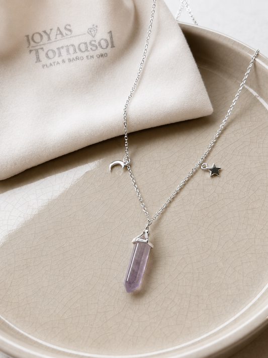 Collar Piedra Amatista en Plata Fina 925