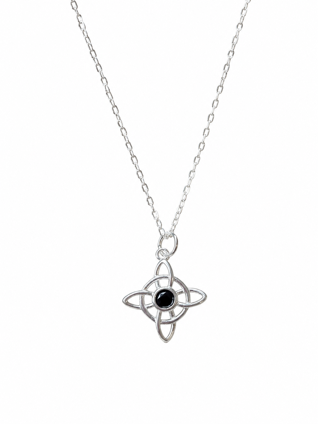 Collar Nudo de Bruja con Ónix Negro Plata Fina 925