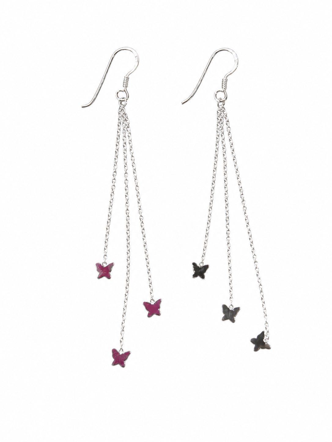 Aros Mariposas Colgantes en Plata Fina 925