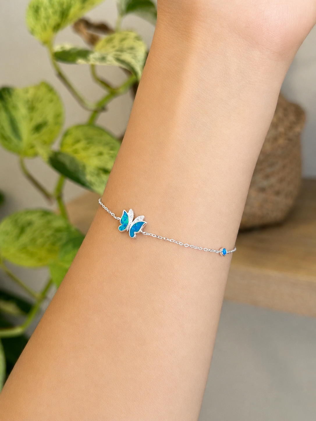 Pulsera Mariposa Ópalo Azul