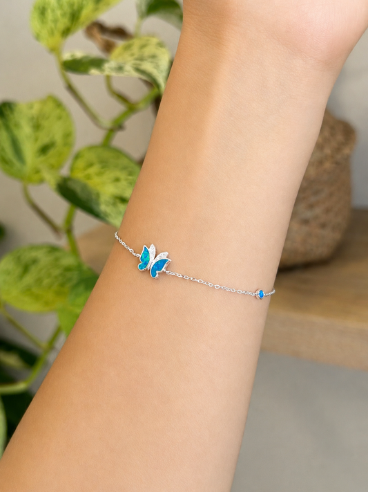 Pulsera Mariposa Ópalo Azul