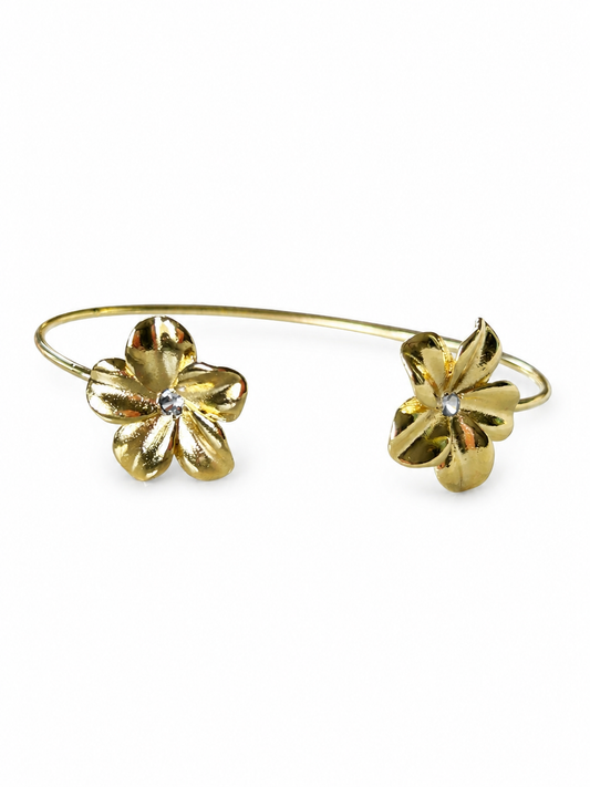 Esclava Floral Enchapada en Oro 18K