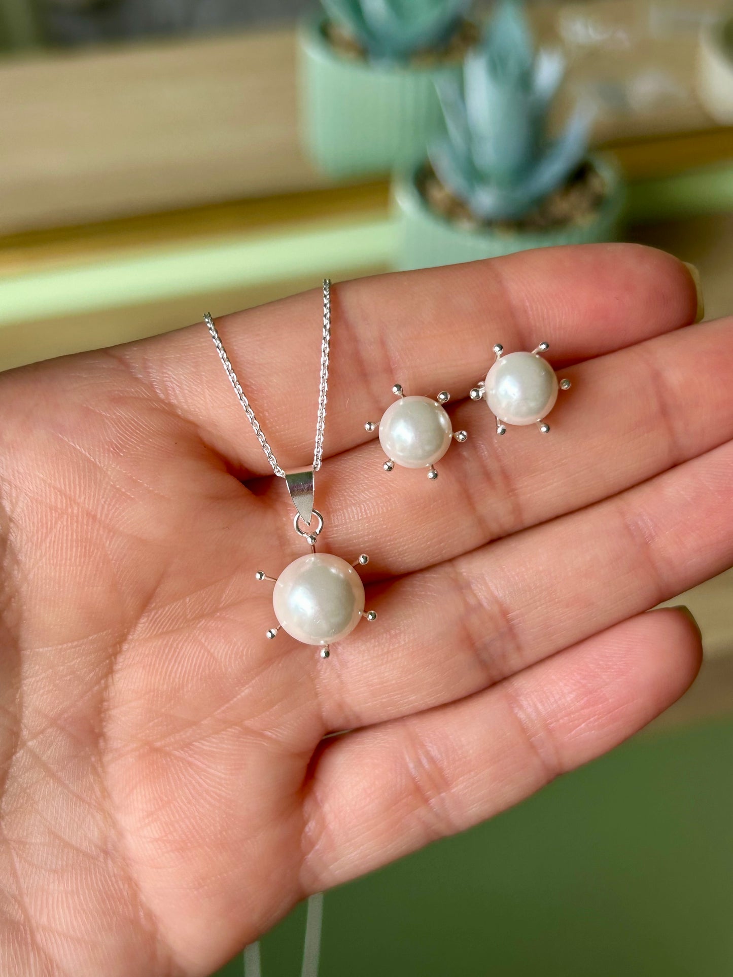 Conjunto Perla Pistilo en Plata Fina 925