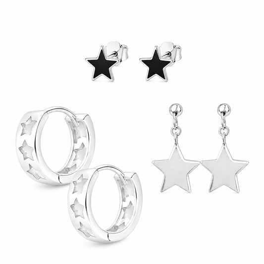 Set Cosmos | 3 Pares de Aros en Plata 925