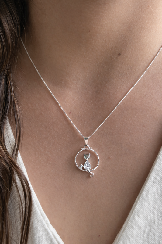 Collar Gatito con Circones en Plata 925