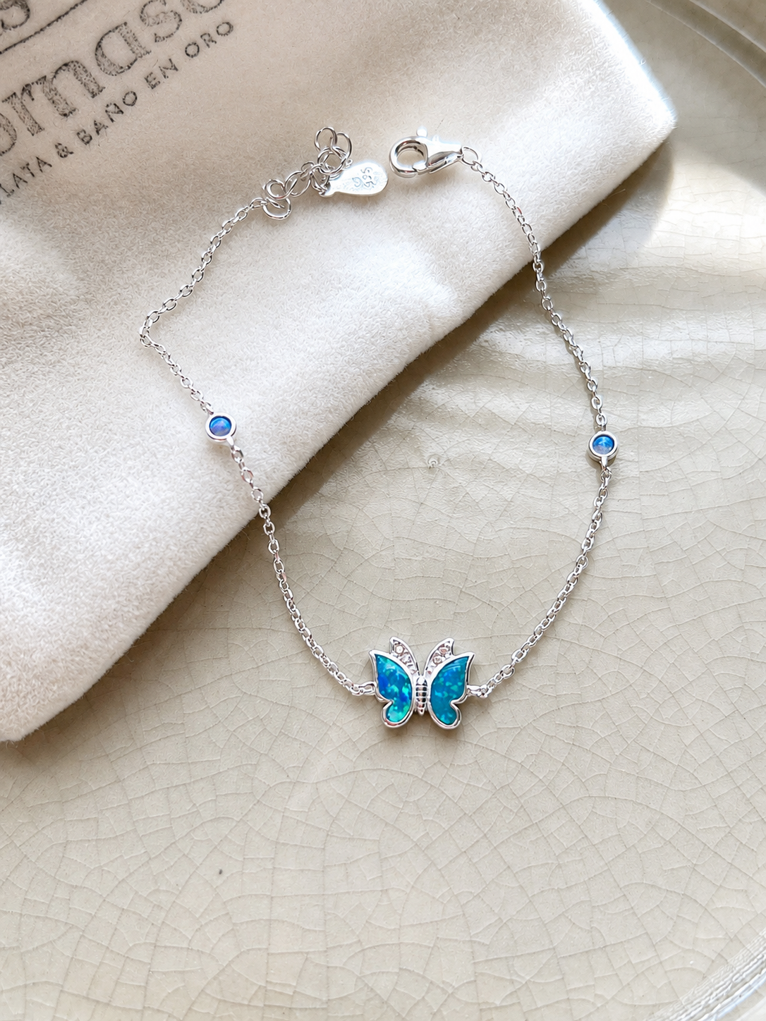 Pulsera Mariposa Ópalo Azul